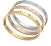 Nathalie Friendship Love Bangles, Plated 14K Gold Silver Rose Gold Bangle For Women, Cubic Zirconia Titanium Bangle Gifts for Women (Bangle 3 Color Set, 6.8IN)