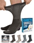 Doctor's Select Diabetic Socks for Men - 4 Pairs Diabetic Ankle Socks for Men | Non Binding Mens Diabetic Socks for Moisture Management DiabetcScksCrwHi-L