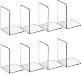 MaxGear Bookends Acrylic Book Ends Clear Book Ends for Shelves Decorative bookends for Shelves Non-Skid Book End Heavy Duty Bookend Book Holders for Shelves Book Stoppers (4 Pairs/8 Pieces, Large)