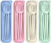 DISSKNIC 4 Sets Travel Utensils wit