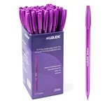 Eziglide Ballpoint Purple Pen, Pack of 50 Ball point Pens, Smooth Writing - Medium Point (1.0mm) Purple coloured pens multipack, Purple Pens for School, Work, Home stationery