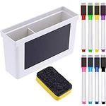 Boao Whiteboard Dry Magnetic Plastic Holder, 8 Pieces Colorful Magnetic Markers with Eraser Cap, Magnetic Whiteboard Eraser for School Office Home 100th Day of School, 10 Pieces Totally (Stylish)