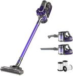 Devanti Cordless Vacuum Cleaner, Stick Vacuum Strong Suction Handheld Hand Held Handstick 2-Speed Car HEPA Filters 150W Compact Dustbuster Sweeper Dust Buster Portable for Home Stairs, Purple