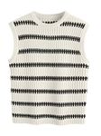LILLUSORY Sweater Tank Tops for Women Fall Crew Neck Sweater Sleeveless Striped Knit Vest, Sewhite, M