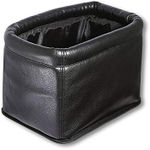 KINGBERWI Leather Car Trash Can Luxury Car Garbage Bag, Black