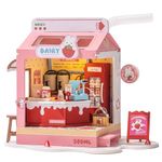 Rolife DIY Mini House Building Miniature Kit Milkbox, Miniverse Lifestyle Bookshelf Decoration, Cute Craft Kits for Women or Girls 14+, Kawaii Gifts Hobbies for Crafters (Strawberry Milkbox)