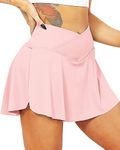 TZLDN Women's Pleated Tennis Skirt with Shorts Pockets High Waist Athletic Mini School Skirt Workout Sport Golf Skorts Skort #1Side Pocket - Pink, XL