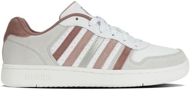 K-Swiss Women's Court Palisades Sneaker, White/Fawn/Antler/Silver, 6 M