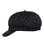 HatBee Quilted Rain Balloon Hat – Women's Peaked Cap Rain Hat Rain Cap Women's Cap Waterproof – Newsboy Hat Baker Boy Hat Summer Cap with Peak - Black - Small