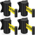 Sasylvia 4 Pcs Fixed Wall Mount Retractable Belt Barrier 10ft Crowd Control Barriers Caution Do Not Enter Retractable Rope Sturdy Safety Belt with Case and Braking System Locking Button