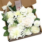 HASWITDA Artificial Silk Flower Bouquet Box Faux Flower Head Fake Table Decoration Arrangement for Wedding Birthday Baby Shower Party White