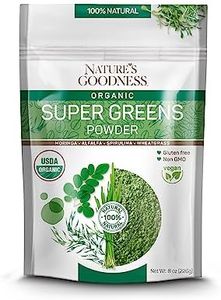 Nature's Goodness Super Greens Powder with Moringa, Alfalfa, Spirulina, and Wheatgrass – Athletic Morning Kick for Energy & Wellness – 37 Servings (8 oz)