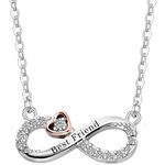 ZakiaHo Best Friend Necklace Gifts Infinity Love Heart Friendship Pendant Rose Gold Plated Jewellery Christmas Birthday Gift for Women