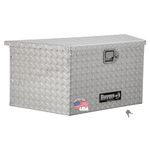 Buyers Products 1701380 Aluminum Trailer Tongue Box, 14 x 14.4 x 35.2 Inch, Silver Diamond Tread, Made In The USA, Trailer Tongue Tool Box For Storage And Organization, Trailer Storage Box