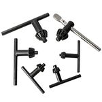 Hakkin Drill Chuck Key, 6 Sizes Drill Chuck Key Wrench, 3/4" 5/8" 1/2" 3/8" 1/4" 5/32" Carbon Steel Heavy Duty Replacement Drill Press Chuck Key, Electric Drill Clamping Tool (Black)