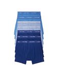 Calvin Klein Men's Cotton Classics 7-Pack Boxer Brief, 3 Blue Depths, 2 Boardwalk Blue, 2 Water Reflection, Medium