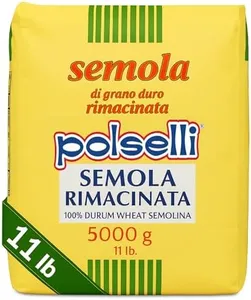 POLSELLI Italian Semola Flour, 11 lbs (5 kg), Fine Ground Semolina Rimachinata for Fresh Pasta, Bread, Durum Wheat, Product of Italy,