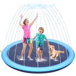 Thicken Splash Pad for Kids and Dogs,170cm Non-Slip Outdoor Sprinkler Play Mat for Summer,Splash Pool Water Toys for Pets& Toddlers,Easy to Use/Clean