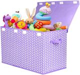 Mayniu Large Toy Box Chest with Flip Lid, Toy Storage Organizers Bin Boxes Basket with Sturdy Handles for Boys, Girls, Kids, Nursery, Playroom, Living Room, Bedroom, (Purple)