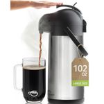 3L Coffee Carafe Vacuum Jug | Stainless Steel Pump to Keep Drinks 12 Hours Hot / 36 Hours Cold | Insulated Tea Dispenser, Lab Tested Thermal Teapot & Pump Pot - Cresimo
