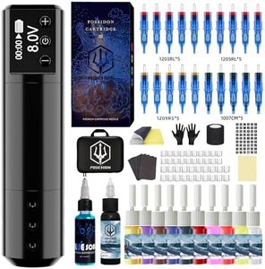 Tattoo Pen kit, Tattoo Kit with 20 PCS Tattoo Cartridge Machine, Tattoo Pen with 1500mAh Capacity Wireless Power, Tattoo kit with Japan Coreless Motor Digital Display for Tattoo Equipment Supply（125）