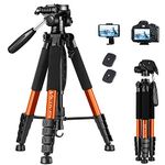 Victiv Tripod for Camera 72inch, Lightweight Aluminum Tripod for Travel, Phone Tripod with 3-way Swivel Head for 360 Degree Panoramic Shooting for DSLR YouTube Living Vlog - Orange