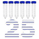 Clear & Sure Non- Sterilized 50ml Graduated Centrifuge Tube, Polyproplyene, Conical Bottom,Leak Proof Tubes Pack of 25