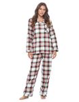 Casual Nights Women's Flannel Long Sleeve PJ's Button Down Sleepwear Pajama Set, White Stewart Plaid, 3X