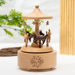 SINUOLIN Music Box, Custom Christmas Music Box Wooden Carousel Music Boxes for Girls Boys Kids Women Musical Box Personalized with Name Excellent Beautiful Gift for Anniversary Birthday Holiday