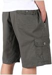 XinnanDe Mens Lightweight Loose Fit Cargo Short Workout Twill Drawstring Short Elastic Waist with Zip Pockets Army Green 38