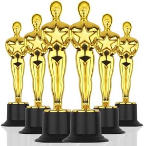 WINKIO Gold Award Trophies，6” Gold Award Statues, Pack of 6 Mini Trophies, Plastic Trophy Award for Competition,Events, Sports, Party Decorations,Award Ceremony and Appreciation Gift