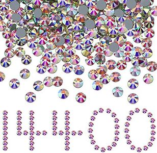 14400 Pcs Crystal Hotfix Rhinestone Large Quantity Glass Flatback Rhinestones Hot Fix Crystal Rhinestones Round Crystal Gems Glass Stones for Clothes Shoes DIY Crafts Supplies(Crystal AB,SS10)