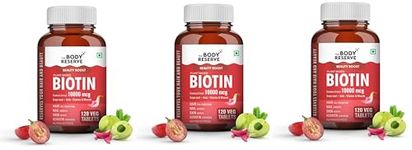 The Body Reserve Plant Based Biotin Tablets -120 Veg Tablets, Biotin from Sesbania with Amla, Grapeseed & Hair Multivitamins,Nails For Men Women, Pack of 3