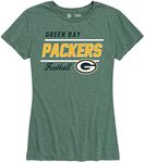 NFL Womens Relaxed Fit Tshirt, Gameday Apparel, Tagless Rib Neck Contour Fit Short Sleeve Tee (Green Bay Packers - Green, Womens Medium)