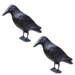 Garden Mile Realistic Crow Decoys - Lifelike Full Bodied Plastic Hunting Accessory Bird Decoy with Peg Larsen Trap Rook Shooting Deterrent for Pest Control, Outdoor Garden Protection - Set of 2, Black