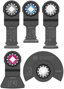 BOSCH OSL005C 5-Piece Starlock Oscillating Multi Tool Assorted Set Blades for Mixed Applications in Metal, Wood and Other General Purpose Materials with Included Case