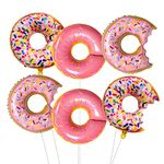 UgyDuky 6 PCS Donut Balloons, 29 Inch Sprinkle Donut Foil Balloons, Doughnut Balloon Giant for Birthday Party Wedding Decoration Baby Shower Donut Time, Multicolor