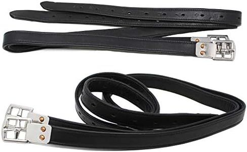CHALLENGER 60" English Equestrian Tack Adult Padded Saddle Stirrup Leathers Black 805SL03BK-60