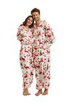 XMASCOMING Women's & Men's Hooded Fleece Onesie Pajamas White Xmas Size US XXL