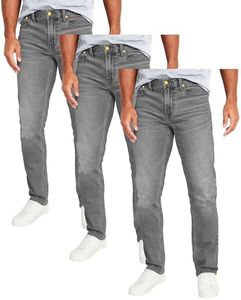 Galaxy by Harvic Mens Jeans 3-Pack Flex Stretch Slim Straight Pants - 5 Pocket Comfort Stretch Jeans for Men, Sizes 30-42