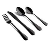 ANH MART Restaurant Home Hotel Matte Set, Satin Finish Stainless Steel Flatware Set, Tableware Cutlery Set Utensils for Kitchens [Dinner Fork-Tea Spoon-Salad Spoon-Knife] (Set of 4)