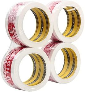 LLPT Packing Tape with Fragile Print 1.88” x 65 Yards Each 4 Pack Heavy Duty High Viscosity Safety Sealing on All Box Types for Shipping Moving Mailing Boxes (FL4860WT04)