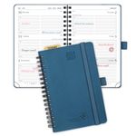 POPRUN Agenda 2024-2025 Pocket Size (4'' x 6.25'') Academic Year Agenda (July 2024 - June 2025) Weekly Appointment Book with Hourly Time Slots, Leather Cover - Night Sky Blue