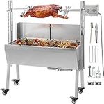 VEVOR 25W Stainless Steel Rotisserie Grill Roaster with Back Cover Guard,37 Inch BBQ Small Pig Lamb Rotisserie Roaster, Max Capacity 132 Lbs/60KG Rotisserie Roaster Grill for Camping Outdoor