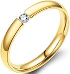 Jude Jewelers 2mm Classical Simple Plain Stainless Steel Stackable Cubic Zircon Wedding Band Ring (Gold, 5)