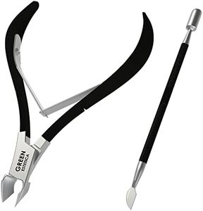 Professional Cuticle Trimmer Nail Cuticle Cutter Stainless Steel Cuticle Nippers with Sharp Blades Double Spring Manicure Tools for Nail Care Pedicure Home Spa (Black - Pusher Included)