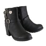 Milwaukee Leather MBL9405 Women's Short Black Boots with Side Zipper and Triple Buckle Adjustment - 8