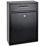 Mail Boss 7412 High Security Steel Locking Wall Mounted Mailbox-Office Comment Letter Deposit, Black Drop Box