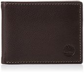 Timberland Men's Wellington RFID Leather Bifold Wallet Trifold Wallet Hybrid, Brown, One Size