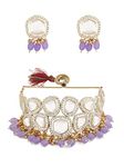 ZAVERI PEARLS Purple Beads Drop Kundan Bridal Choker Necklace & Earring Set For Women-ZPFK15841